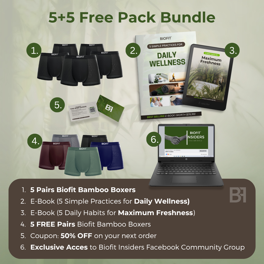 BIOFIT® Bamboo Boxers 5-Pack Multicolor | + 5 FREE
